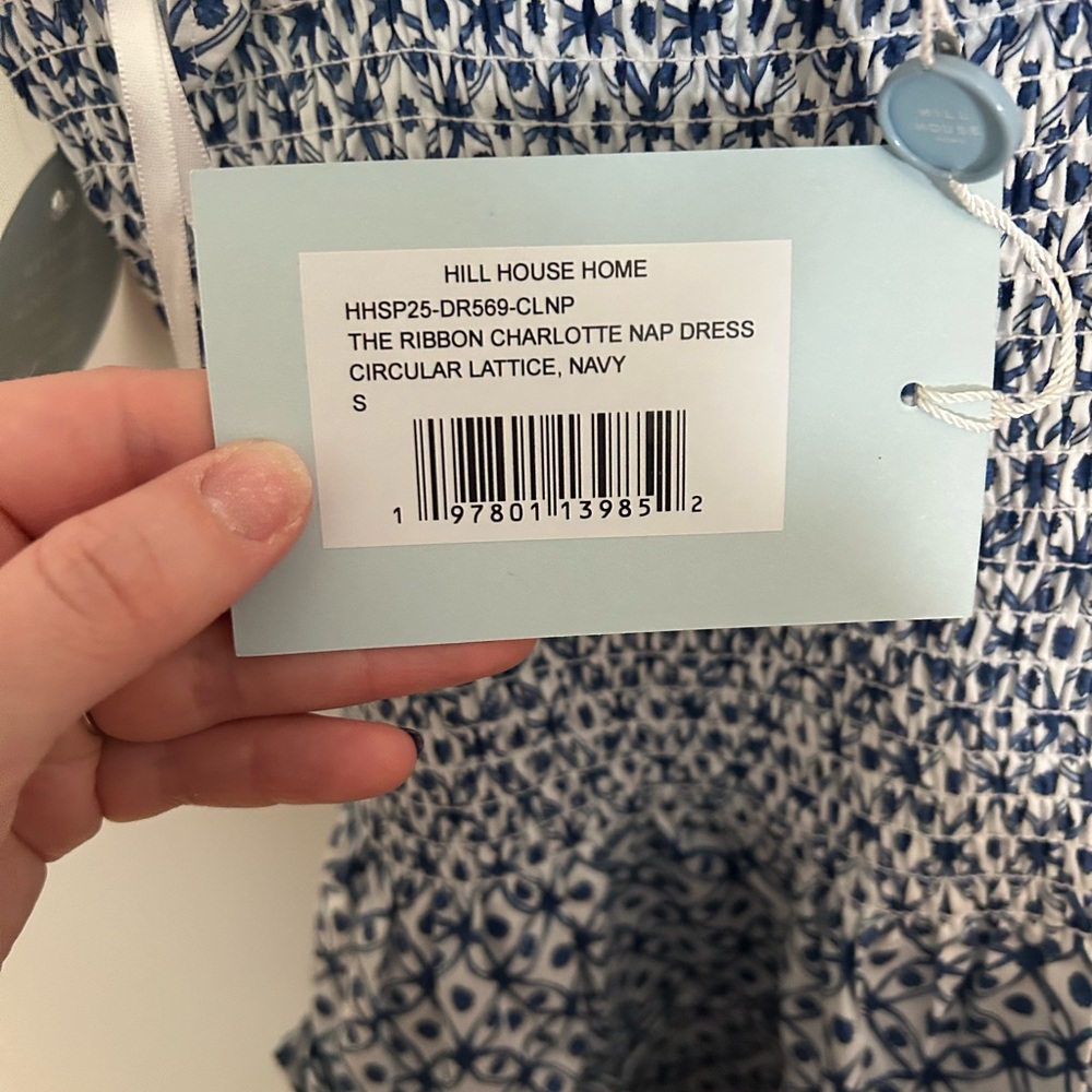 NWT Hill House The Ribbon Charlotte Nap Dress in Navy Circular Lattice - Picture 4 of 8